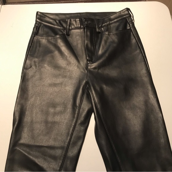 Free People Vegan Leather High Rise Long and Lean Pant in Black Size 26 - Picture 5 of 11